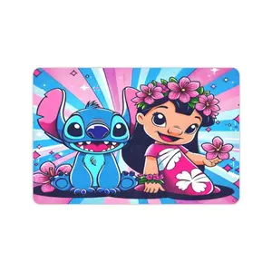 DISNEY CLASSIC Lilo & Stitch Hawaiian Floral Print Doormat, Non Slip Low Profile Floor Rug, Cute Cartoon Anime Indoor Outdoor Entrance Mat For Home Bedroom Decor