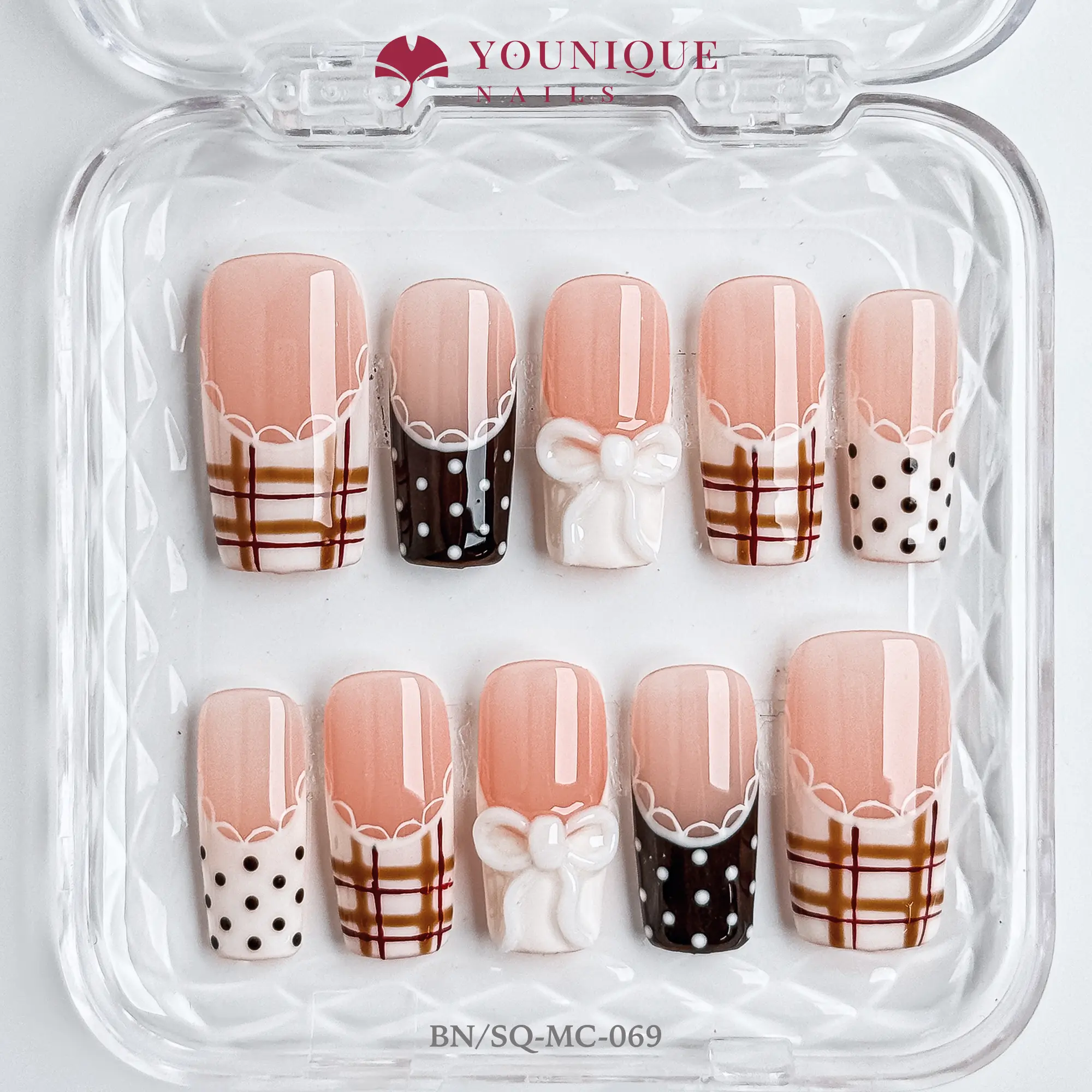 Younique Nails | 10PCS 100% Handmade Press-On Nails | Reusable Colorful Art acrylic stylish 3D luxurious Handcrafted