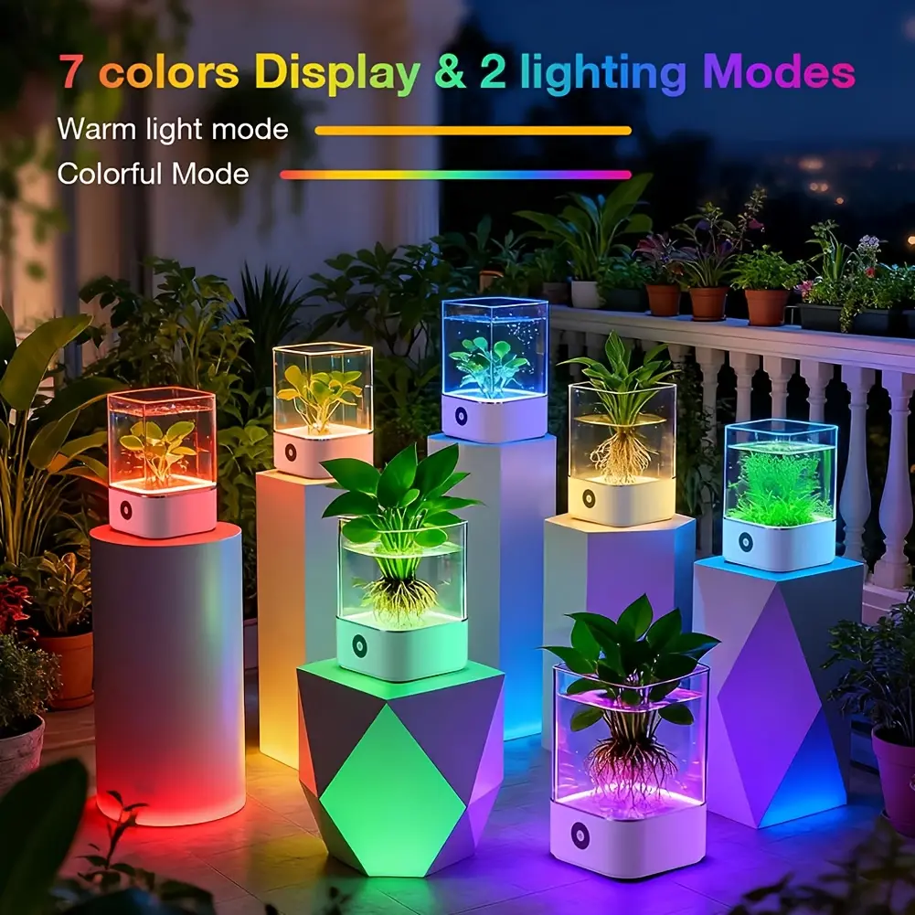 LED Aquarium Light: Portable Multicolor Fish Tank Light, Hydroponic Plant Night Light, and Bedside Sleep Lamp. Suitable for freshwater fish and aquarium ornaments; features a hydroponic plant base—an ideal gift choice.