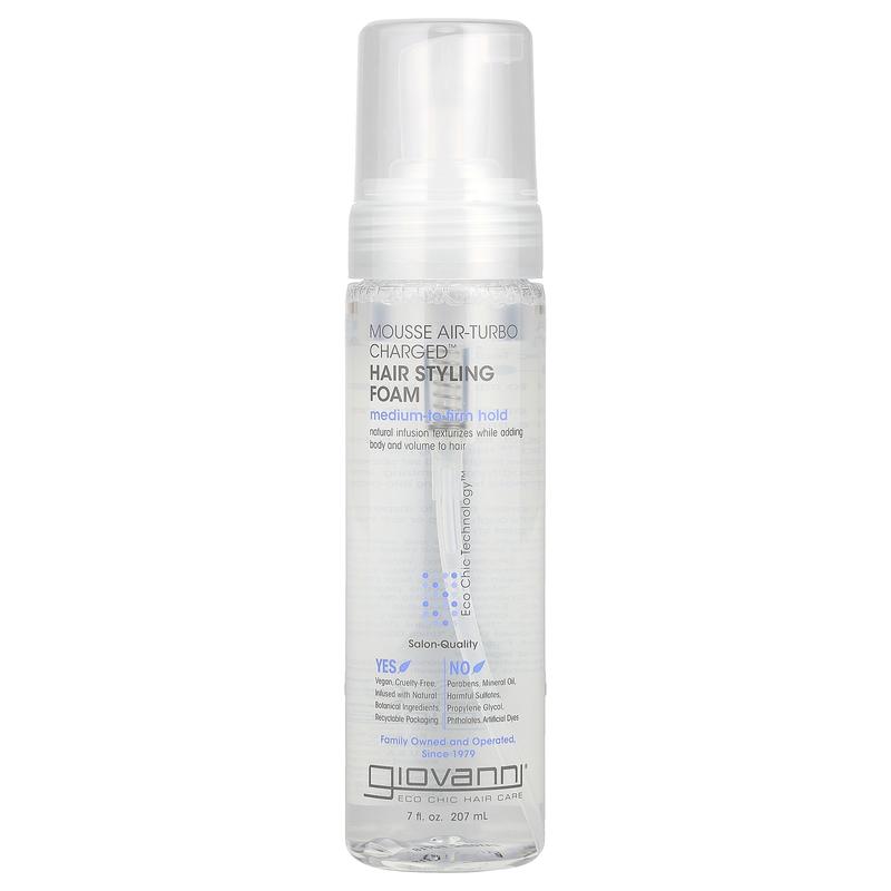 Giovanni Mousse Air-Turbo Charged™, Hair Styling Foam, Medium-To-Firm Hold, 7 fl oz (207 ml)