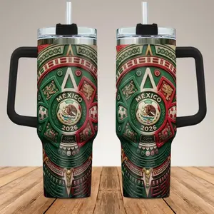 40oz Stainless Mexico 2026 Soccer Tumbler With Handle - Lightweight Football Fan Mug for World Soccer Fans & Mexico Supporters