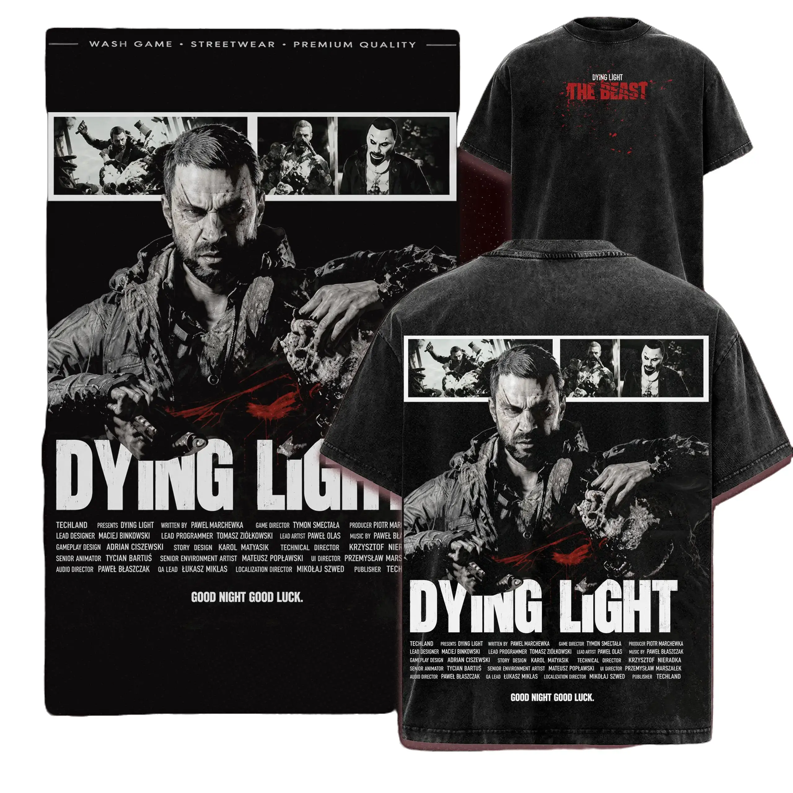 Dying Light The Beast Washed Tee, Vintage Zombie Game Graphic T-Shirt, Premium Heavyweight Cotton Loose-Fit Top, Gift for Kyle Crane Fans
