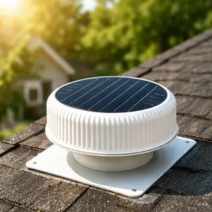 12" Flush Mount Round Solar Roof Vent Fan 30W Dual Power White Attic Exhaust Fan 3-Speed Remote 25°C Auto Ventilation 1200 CFM MPPT Controller Solar Ventilator for Attic Garage Greenhouse, White Color Options, Aluminium Alloy Material
