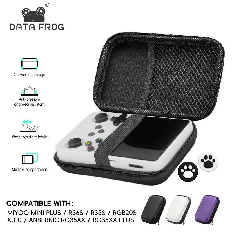 R36s Handheld Console Durable Portable Storage Bag Set, Game Peripherals, Includes R36s Tempered Glass Film 2 Pieces, Joystick Caps 2 Pieces, Essential Gaming Accessories, Game Night Gadget