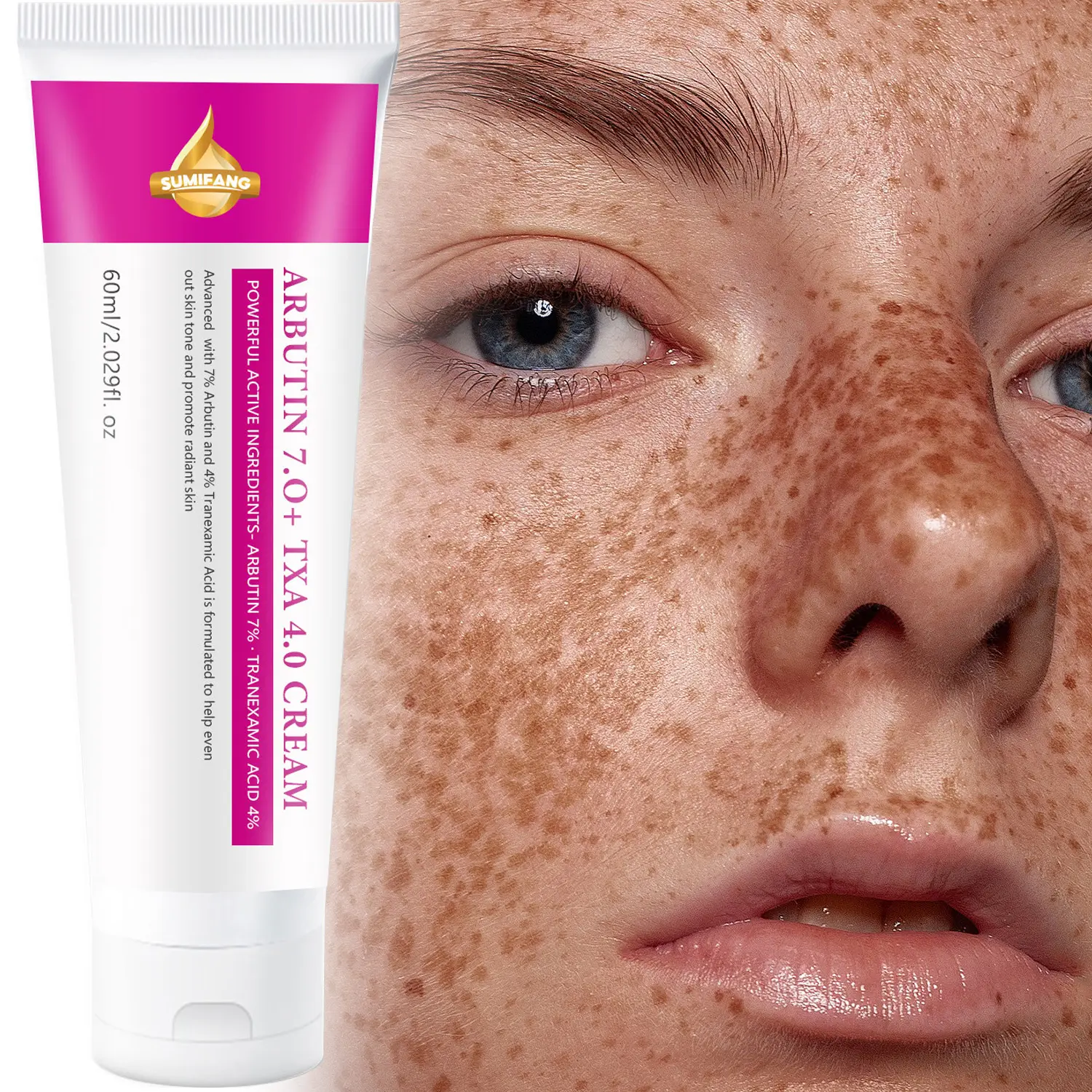 Multifunctional Brightening Cream with 7% Hawthorn Fruit, Hyaluronic Acid, Kojic Acid, Aloe Vera, Moisturizing Firming, Alcohol-Free, All Skin Types