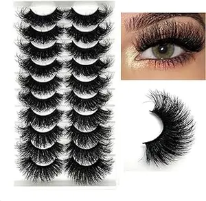 Fluffy False Eyelashes, 10 Pairs Natural Faux Lashes, Volumized False Eyelashes For Women And Girls