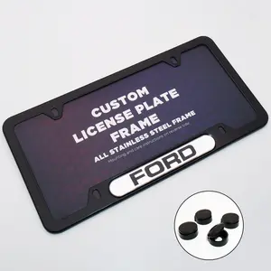 Black / Chrome Front or Rear Stainless Steel License Plate Frame Protect Cover Fit Ford Decorate Accessories Gifts