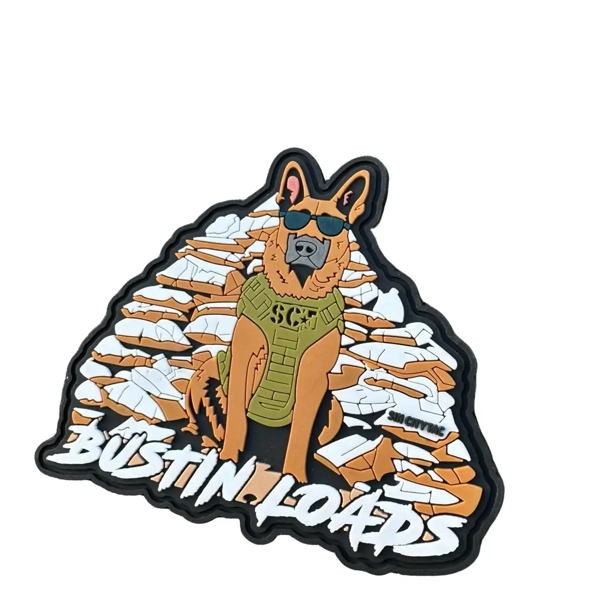 PVC Bustin Loads K9 Patch Morale Patch with 3D Effect, Waterproof, Weather-Resistant & Velcro Backing 3”x3.5” Military Morale Police Morale Malinois