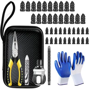 Tire Screw Plug Repair Kit, No Need to Remove Tire, Tire Sidewall Repair with Patch Plug Tool and Portable Storage Bag, Quick Flat Tire Repair for Cars, Trucks, Motorcycles and SUV
