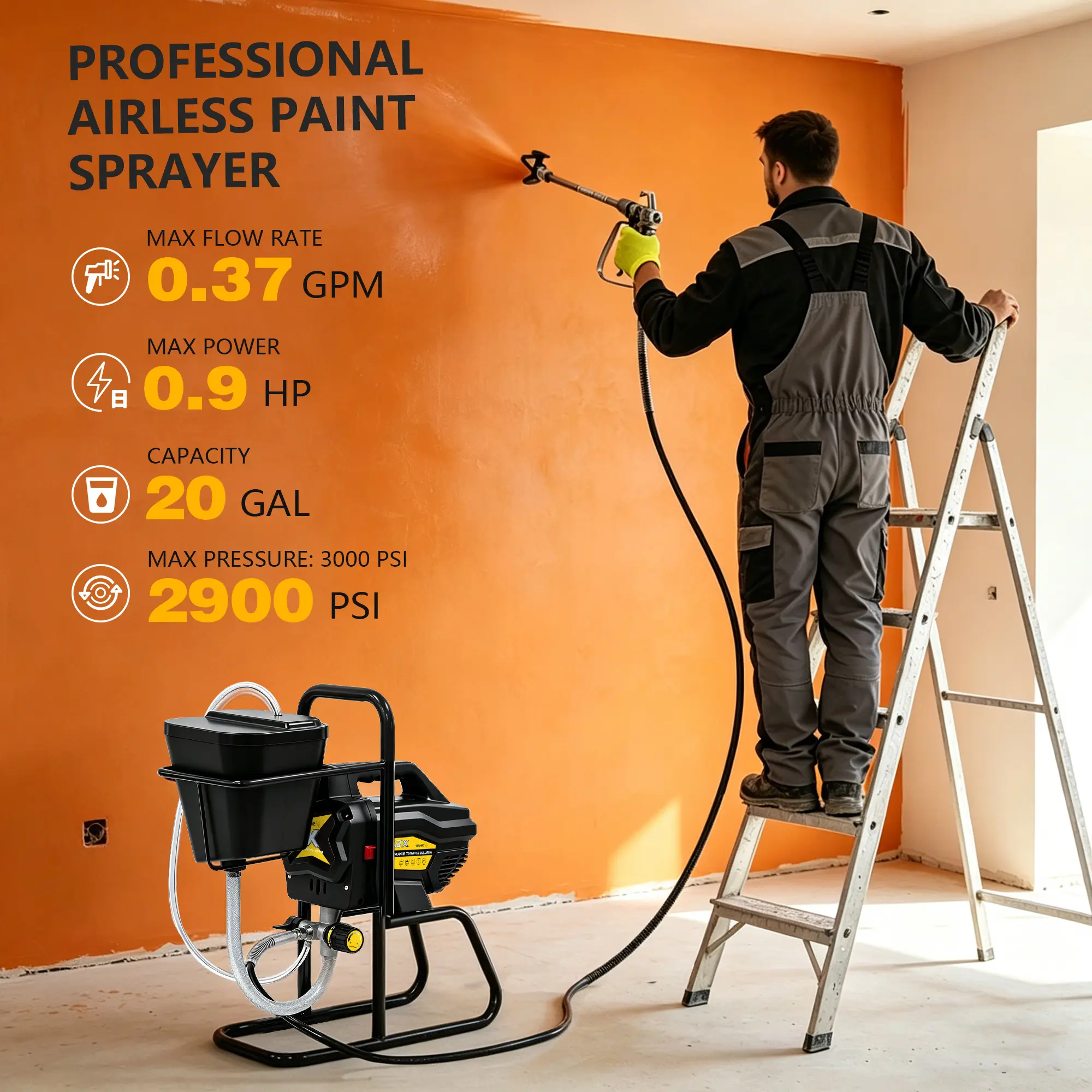 DP-X6V High-Pressure Electric Airless Sprayer, Multi-Functional Power Tool for Oil-Based Paint and Latex Paint, Small High-Power Spraying Equipment