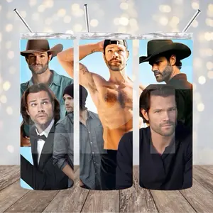 Jared Padalecki 20 oz Double-Wall Vacuum Insulated Tumbler with Clear Lid & Straw Reusable Portable Drinkware Perfect Gift for Supernatural Fans