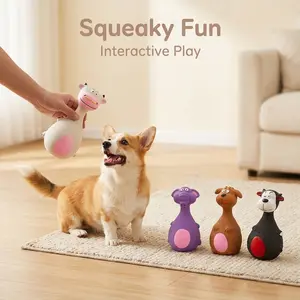 Cute Cartoon Dog Latex Squeaky Toy |   Durable Teething Chew for Interactive Play