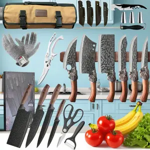 Kitchen set, multi-functional chef's , dishwasher set, ultra-sharp stainless steel blade, thickened durable material, essential kitchen knife High Carbon Steel Butcher Knife Set masakan  rumahan