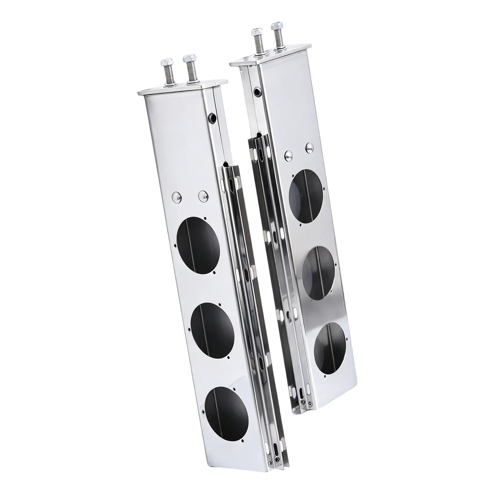 30-Inch Stainless Steel Spring-Loaded Semitruck Mudflap Hanger Bar, 2-1/2 Pattern, Light Cutouts, Mounting Studs & Mounting Nuts, Easy Install, Splash Guard Accessory Prevents Dust From Entering, Protection