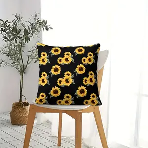 Stylish Boho Black Sunflower Throw Pillow with Insert, Decorative Floral Cushion for Bedroom, Living Room & Dorm, Perfect Gift for Sunflower Lovers & Room Makeover