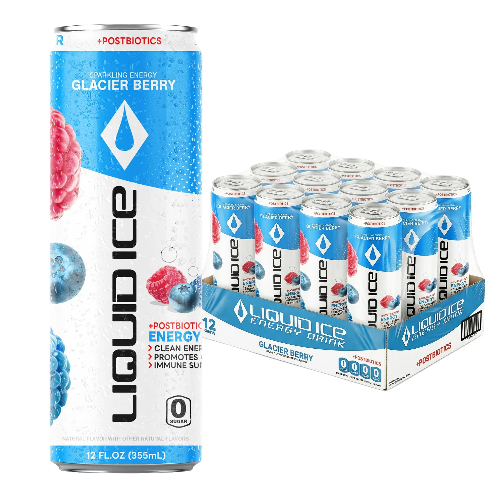Liquid Ice Energy Drink, 12 Fl Oz (Pack of 12), Zero Sugar,  Natural Caffeine, 120mg Caffeine, L- Theanine, Antioxidant Support, Clean Focused Energy with Green Tea Extract, COQ10 12 Fl Oz (Pack of 12)