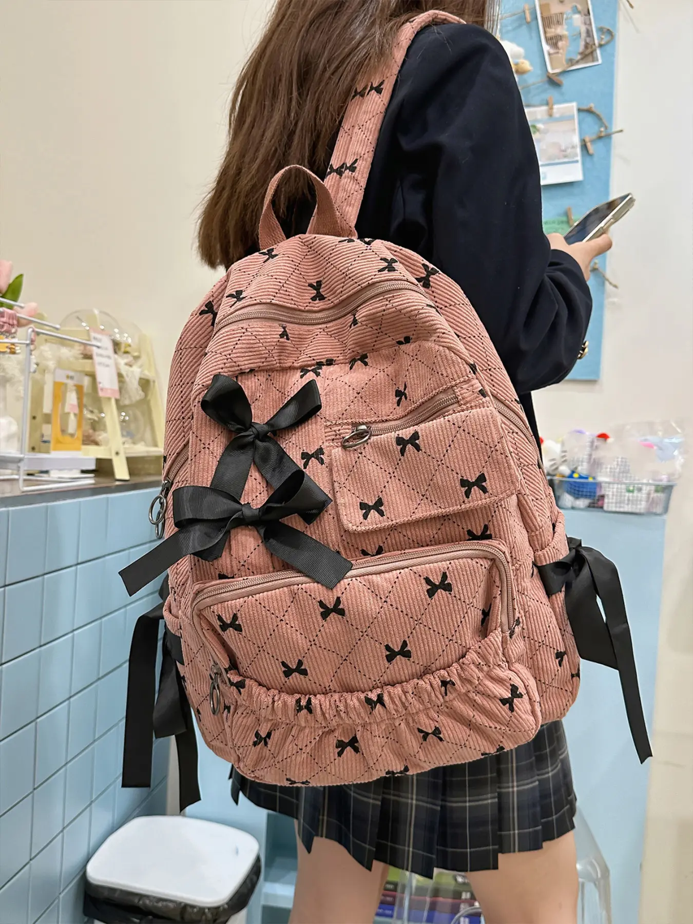 2026 Flax Corduroy Butterfly Backpack, Large Capacity Student School Bag, Casual All-Season Outdoor Best Travel Backpack