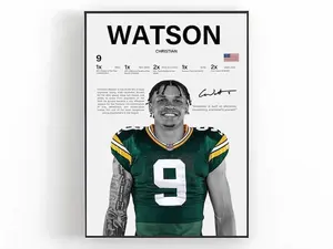Christian Watson Poster, Green Bay Packers Print, Wall Art, Football Poster, Sports Decor, Fans Gift, Sports Bedroom Art