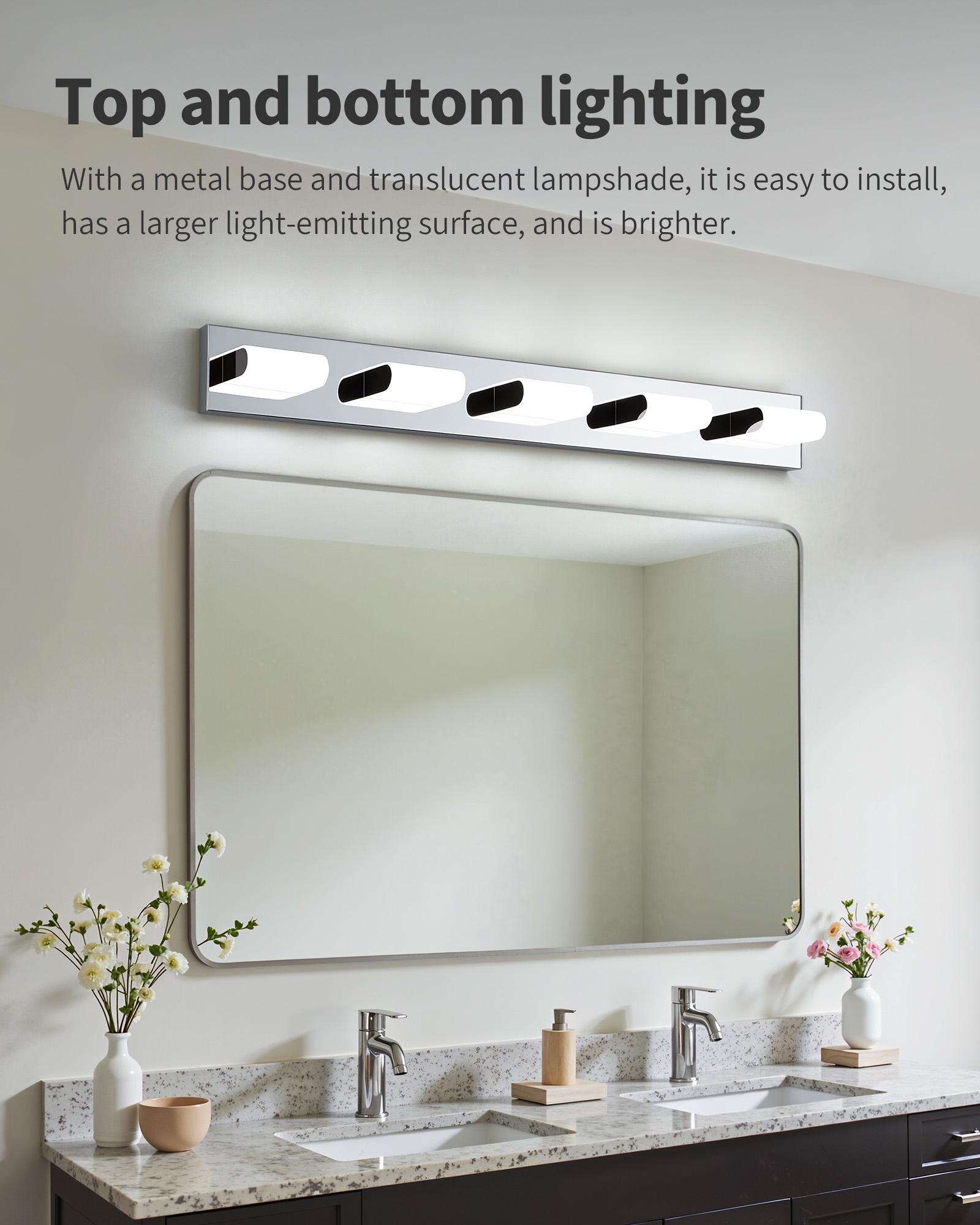 KDG LED Modern Bathroom Vanity Light Fixtures, 4 Lights Matte Black 5000K Wall Lighting Over Mirror, Lights for Dressing Room, Bedroom