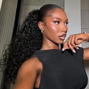 ISEE HAIR Ponytail Water Wave & Kinky Curly & Kinky Straight InvisiFit Strap Cap With Clip In 100% Human Hair#SpringStatements