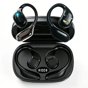 Open Ear Earbuds Support 178 Languages No Subscription,Over Ear Earbuds with Earhook,Bluetooth Headphones 5.4 with Smart Digital Display,45H Playtime,IPX6 Waterproof,Touch Control Operate Fit Cycling,Running,Workout,Language Learning