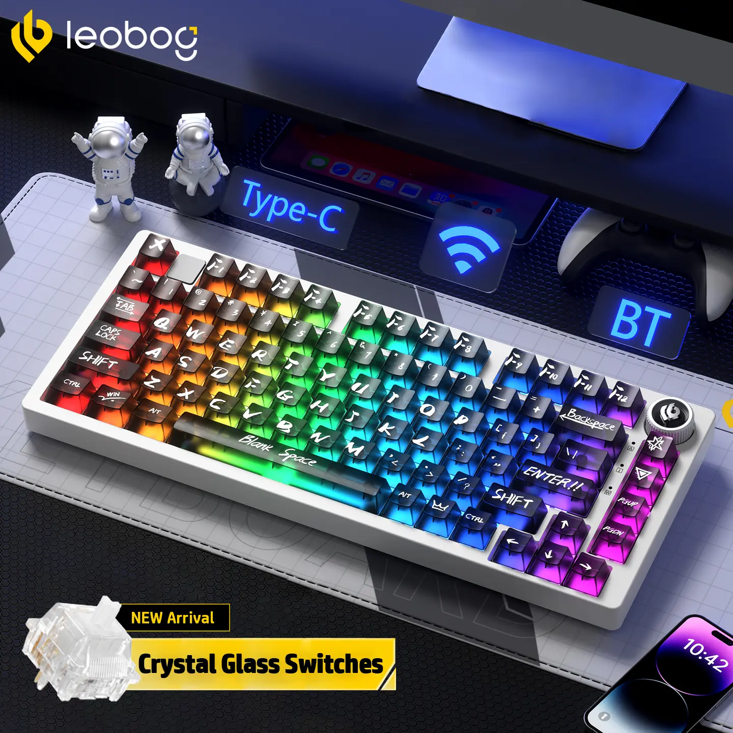 LEOBOG Hi75C Pro Keyboard with Brand Switch Aluminum Kit and Creamy Sound  for Typing Experience Tri-Mode Wireless Mechanical Keyboard
