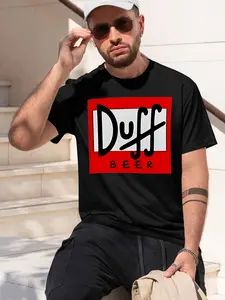 Duff Beer 2026 new model Black/White Tee Stylish & Comfortable Loose Crew Neck Short Sleeve T-shirts Versatile On Trend Eye Catching Printed Graphic Casual Tee for Daily Wear Outings & Leisure