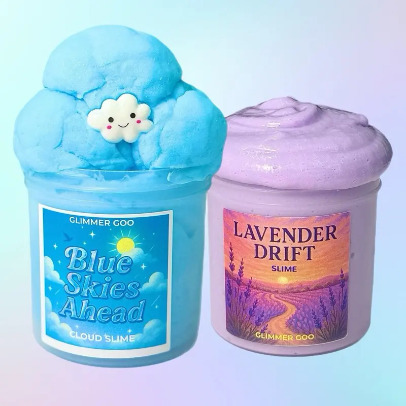 Calm and Serenity Slime Bundle – 2-Pack of Relaxing Slimes | Lavender Vanilla Butter & Fresh Clean Scented Slime | Stress Relief Gift