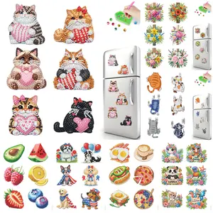 6Pcs Acrylic Dogs 5D Diamond Painting Fridge Magnet for Adults Beginners