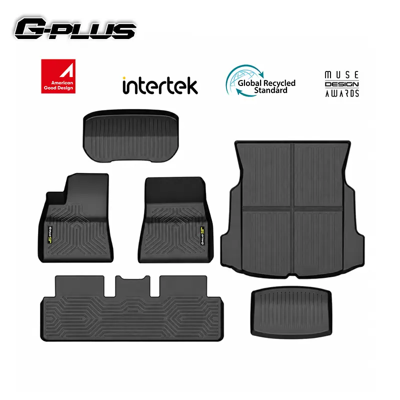 G-PLUS Floor Mats compatible with  2017- 2026 Model 3 Floor Liners TPE All Weather Custom Fit Floor Cargo Liners Trunk Mats Accessories Front & Rear Cargo Mat Full Set,3-6PCS Black