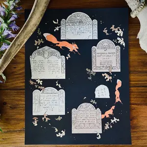 Cemetery Foxes 8.5x11 Art Print