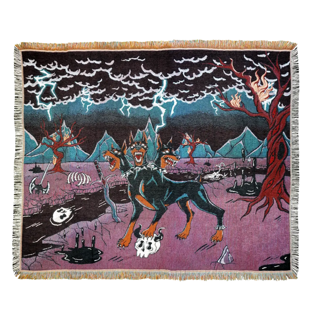 Brimstone - Doberman Cerberus Woven Blanket