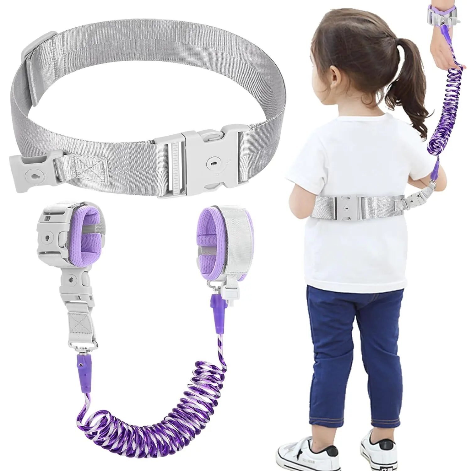 Purple Reflective Wristlink/ Gray Belt