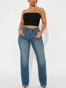 In Sync Stretch Crossover Straight Leg Jeans - Dark Wash