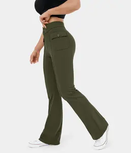 Halara High Waisted Side Flap Pocket Flare Casual Cargo Pants