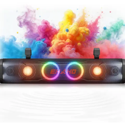 Ehaho 26'' UTV Sound Bar Audios - 500W Output Keeps Music Punchy, 6-Speaker Bluetooth Golf Cart Speaker, RGB Party Lights, IP66 Waterproof ATV System, EQ, Party Mode, RF Remote, AUX, Compatible with Polaris RZR, CFMOTO