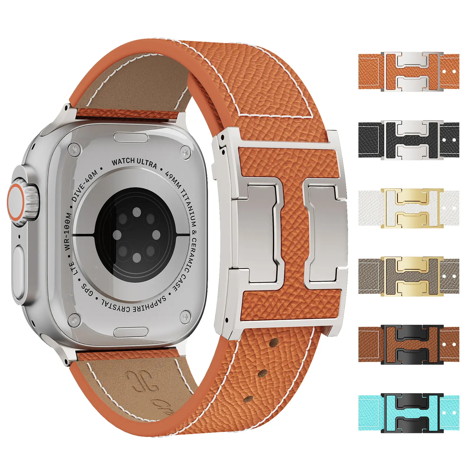 CrazyGrass MAG-SNAP Luxury Full-Grain Leather Magnetic Replacement Band, 8-Point Adjustable Accessory for 44mm/45mm/46mm/49mm Square Apple Watch Series Smartwatches, Enhances Daily Style [WATCH NOT INCLUDED], Accessories