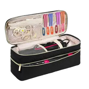 Hair Styling Tool Set Storage Bag, 1 Count Portable Double Layer Hair Brush Holder, Pouch Organizer, Storage Tote, Travel Carrying Case for Hair Brush Styler, Cosmetic Storage Bag