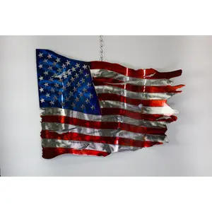 Metal Plasma American Flag Battle Damaged Wall Art