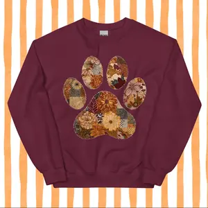 Floral Dog Mom Fall Crewneck - Unisex Apparel Relaxed Fit Printed In The USA Clothing Womenswear Casual Comfort Cotton Top Athletic Boho Chi