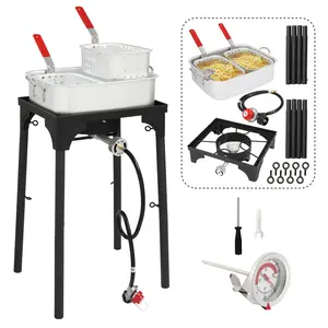 Ubesgoo 18Qt Deep Fryer Pot, Aluminum Deep Fryer Pot with 58,000 BTU Propane Gas Burner, 2 Baskets & Thermometer for Outdoor Fry Cooking