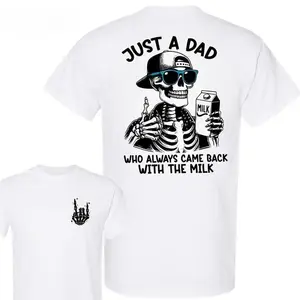 Just A Dad Who Always Came Back With The Milk 2 Sided Shirt, Funny Skeleton Dad, Father's Day Shirt, Best Dad Ever, Funny Dad Shirt, Trendy Father’s Day, Men's Graphic Tees