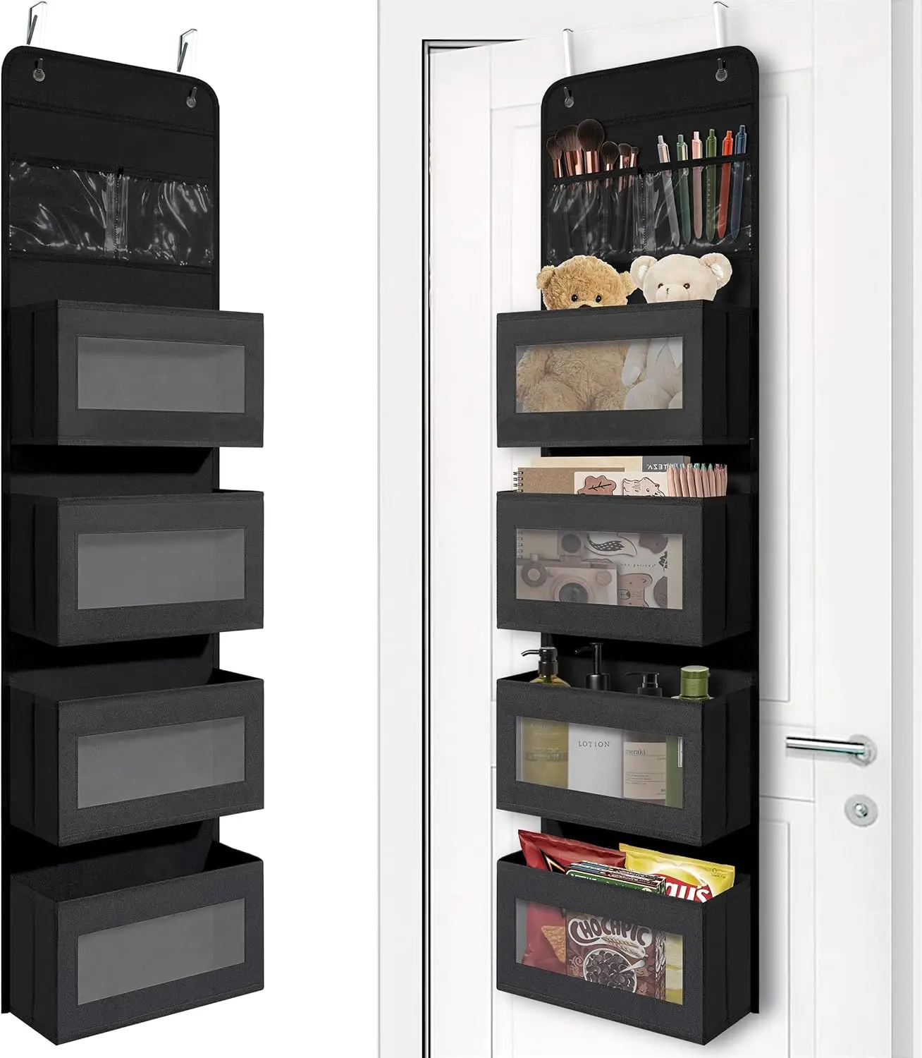Over The Door Hanging Organizer 4 Large Compartments | Bedroom Closet Nursery Storage Rack | Space Saving Toys Clothes Accessories Organizer