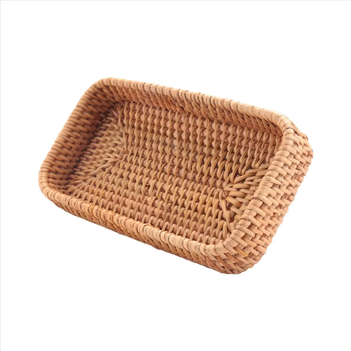 Hand-Woven Rattan Home Storage Supplies Basket - Multifunctional Kitchen Organizer, Fruit/Food Storage Solution, Bread Display Wicker Tray, Decorative Household Accessory (as shown)
