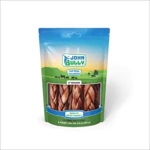 John Bully Collagen Braided 6" 6PK, The Best Option for Your Dog, 100% Natural, Rich in Protein, Highly Digestible, Gluten Free,Premium Grade Quality,Odor Free The Real Collagen
