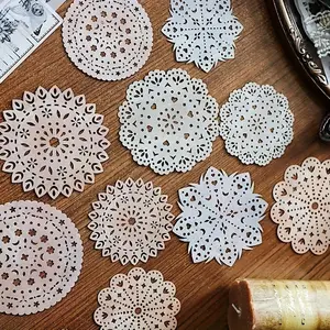 30pcs Vintage Lace Paper Decorative Scrapbooking, Hollow Material Paper Background Paper for Junk Journal Decor, Diary Hand Made,dealsforyoudays