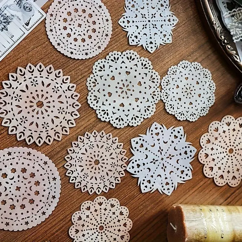 30pcs Lightweight Layered Vintage Lace Hollow Craft Paper - Scrapbook Materials, Handmade Supplies for Junk Journal, Diary Projects, Adds Depth to Scrapbook Spreads