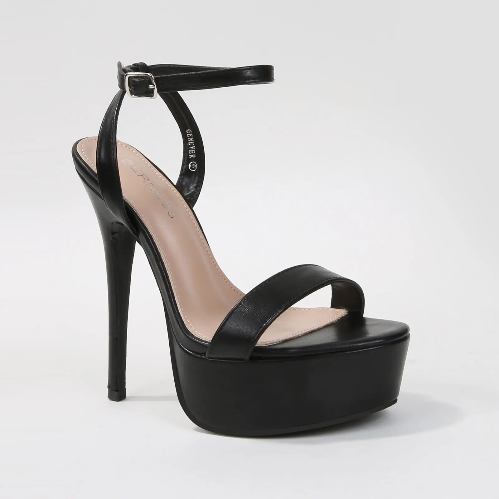 BERNESS Women's Leather Platform Stiletto Heel Sandals - Ankle Strap, Comfortable Party Shoe