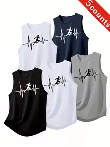 5-Pack Men's Quick-Dry Running Vest , Breathable Sleeveless Sportswear, Ideal for Runners and Fitness Enthusiasts, Best Choice for Sports