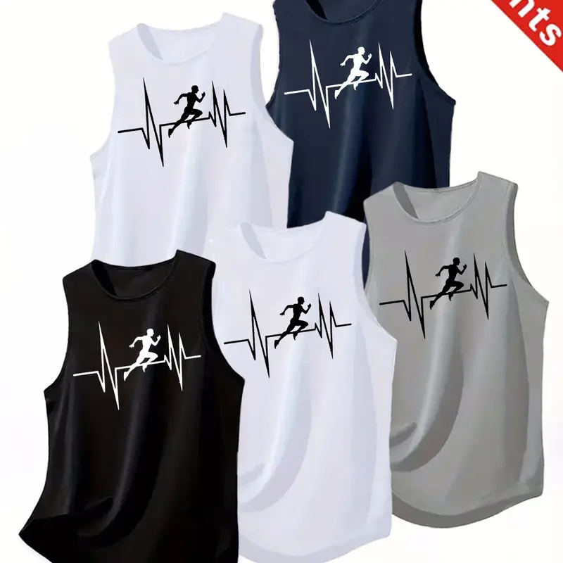 5-Pack Men's Quick-Dry Running Vest, Athletic Tank, Breathable Sleeveless Sportswear, Ideal for Runners and Fitness Enthusiasts